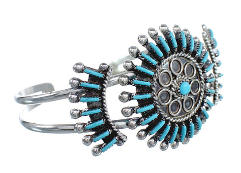 Sterling Silver Turquoise Needlepoint Navajo Jewelry Cuff Bracelet AX124820